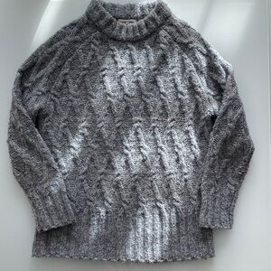 WOOL blend Steve Madden Gray Cable Knit Crewneck Sweater XS